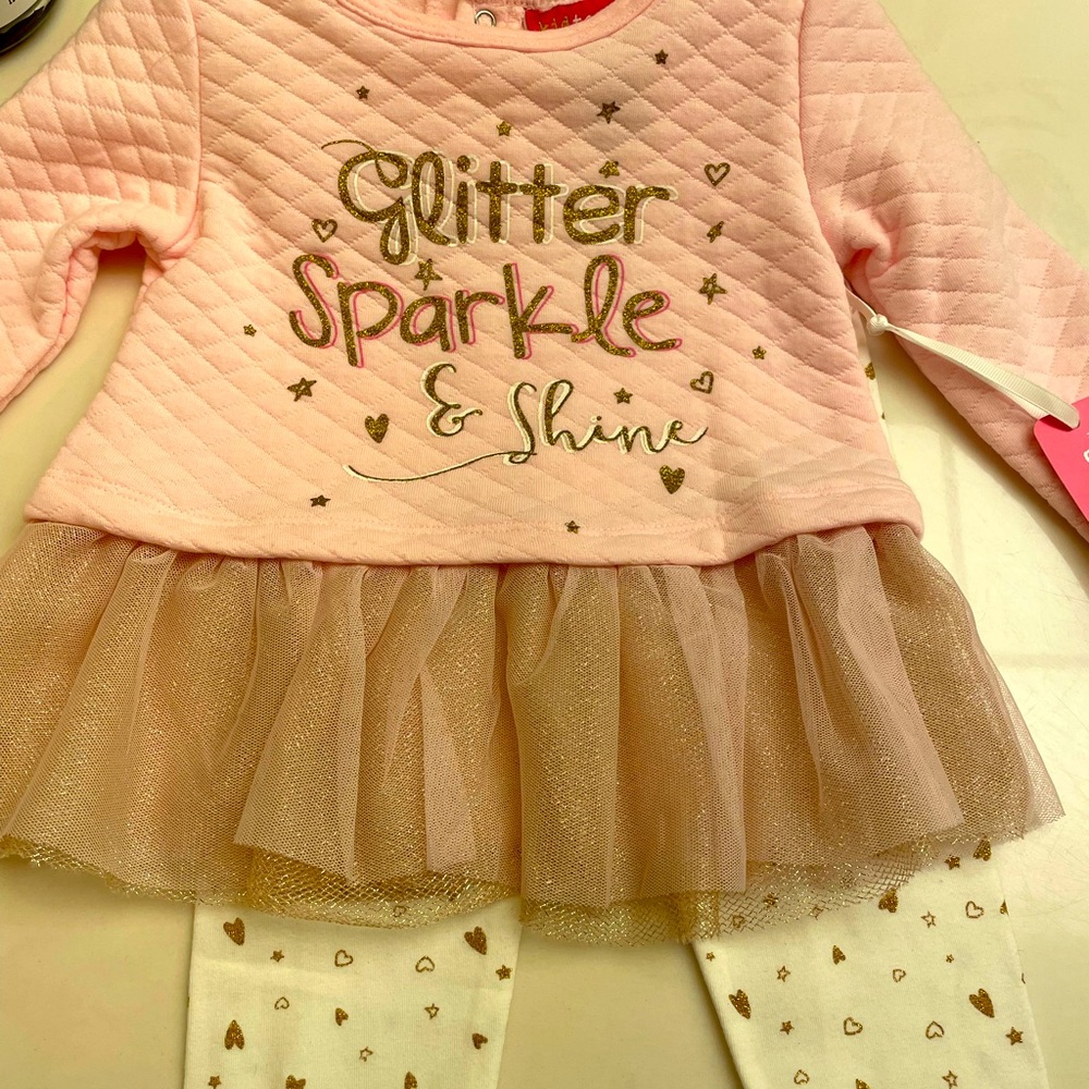 Size 24 months. New with tags. Pink and gold outfit.